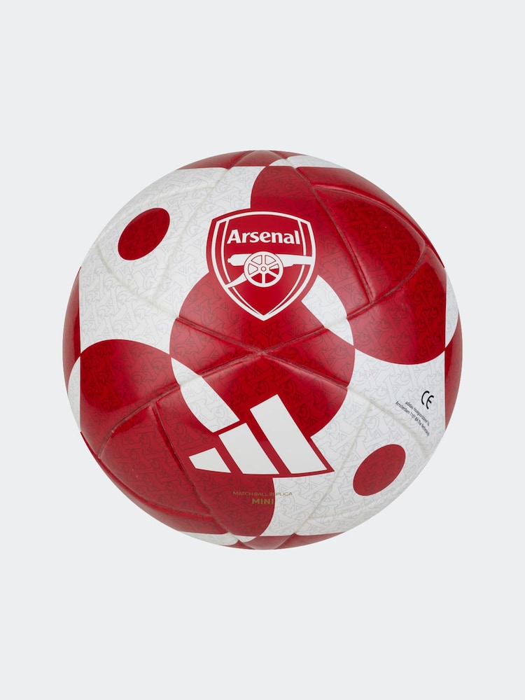 adidas White/Burgundy Arsenal Home Mini Ball - Image 1 of 1