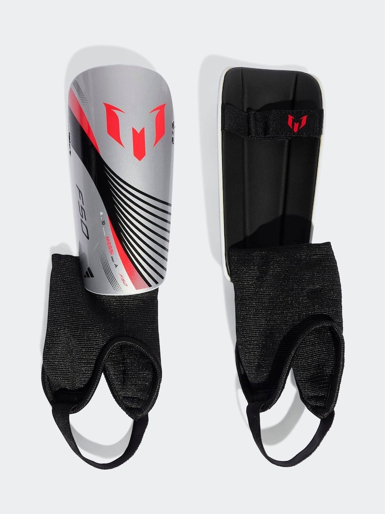 adidas Silver (Metal) Messi Match Shin Guards Kids - Image 1 of 3