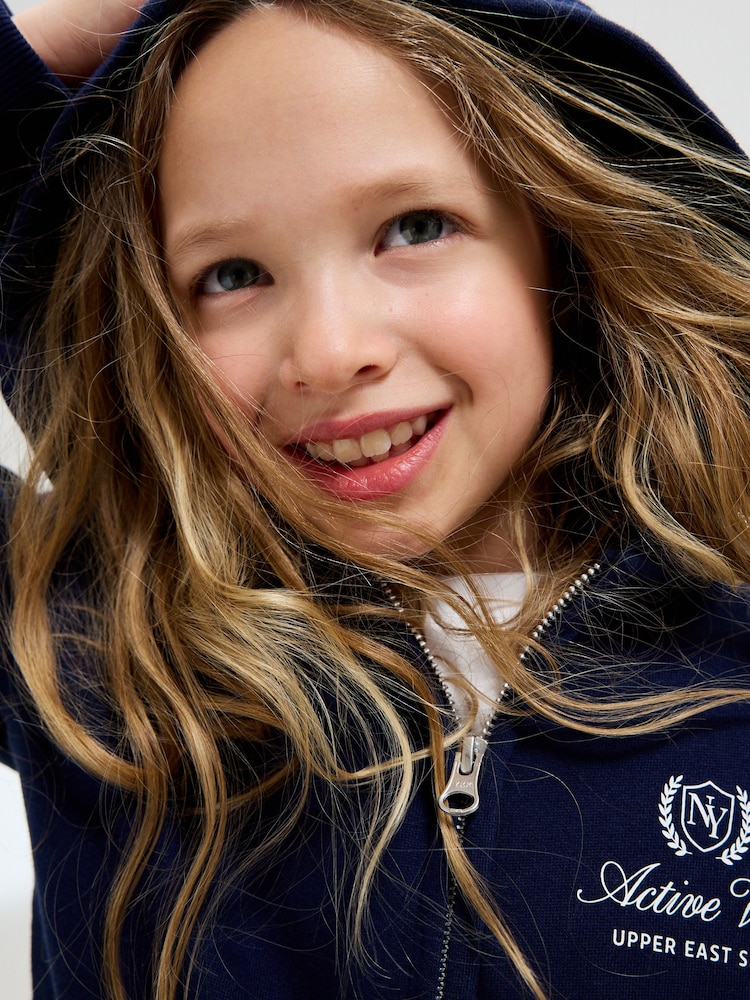 Navy Blue Zip Through Hoodie (3-16yrs) - Image 4 of 4