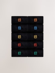 Black Multicolour Logo 10 Pack Embroidered Lasting Fresh Socks - Image 1 of 9