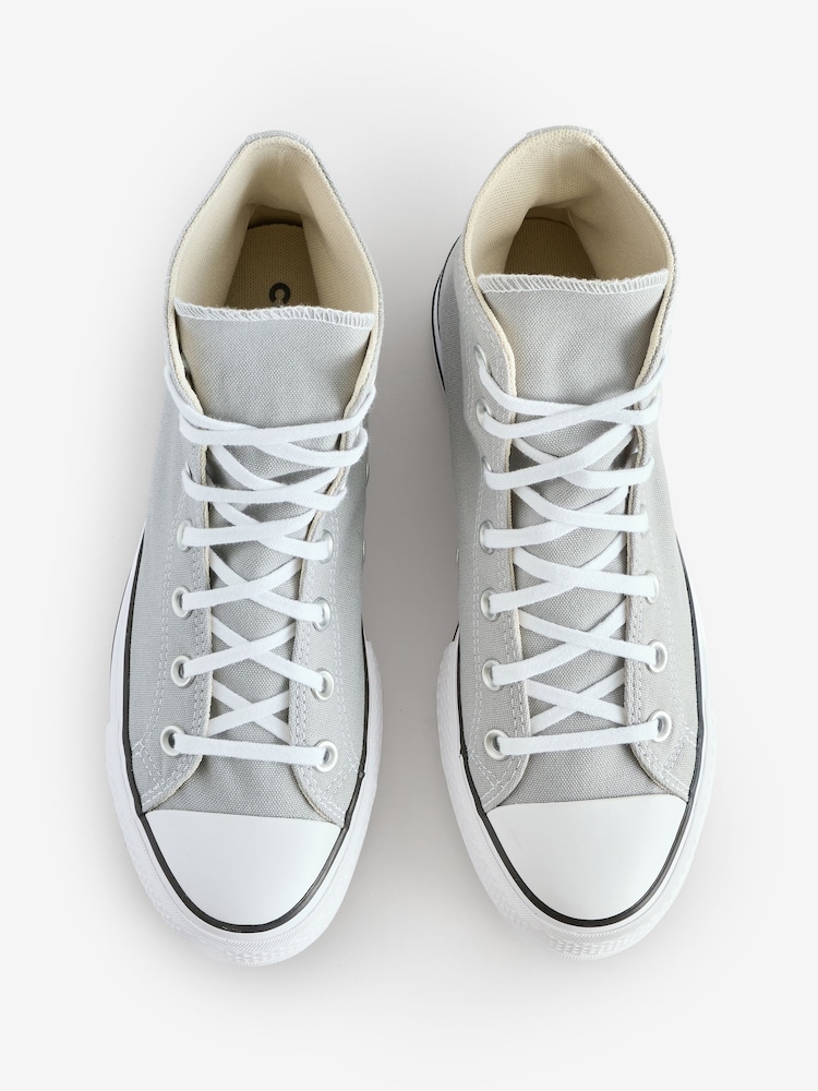 Buy Converse Grey Pale Platform Lift High Top Trainers from  display picture 1