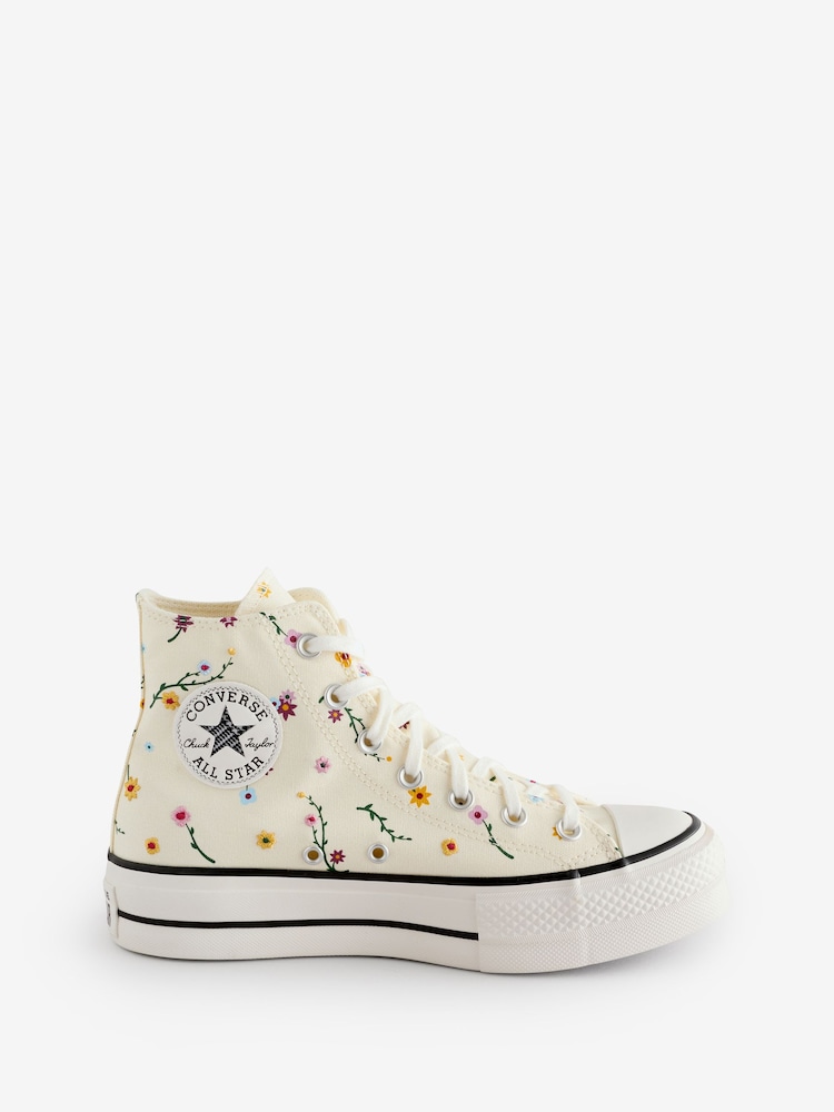 Converse Natural Pale Platform Lift High Top Trainers - Image 1 of 9 Converse Natural Pale Platform Lift High Top Trainers - Image 1 of 9