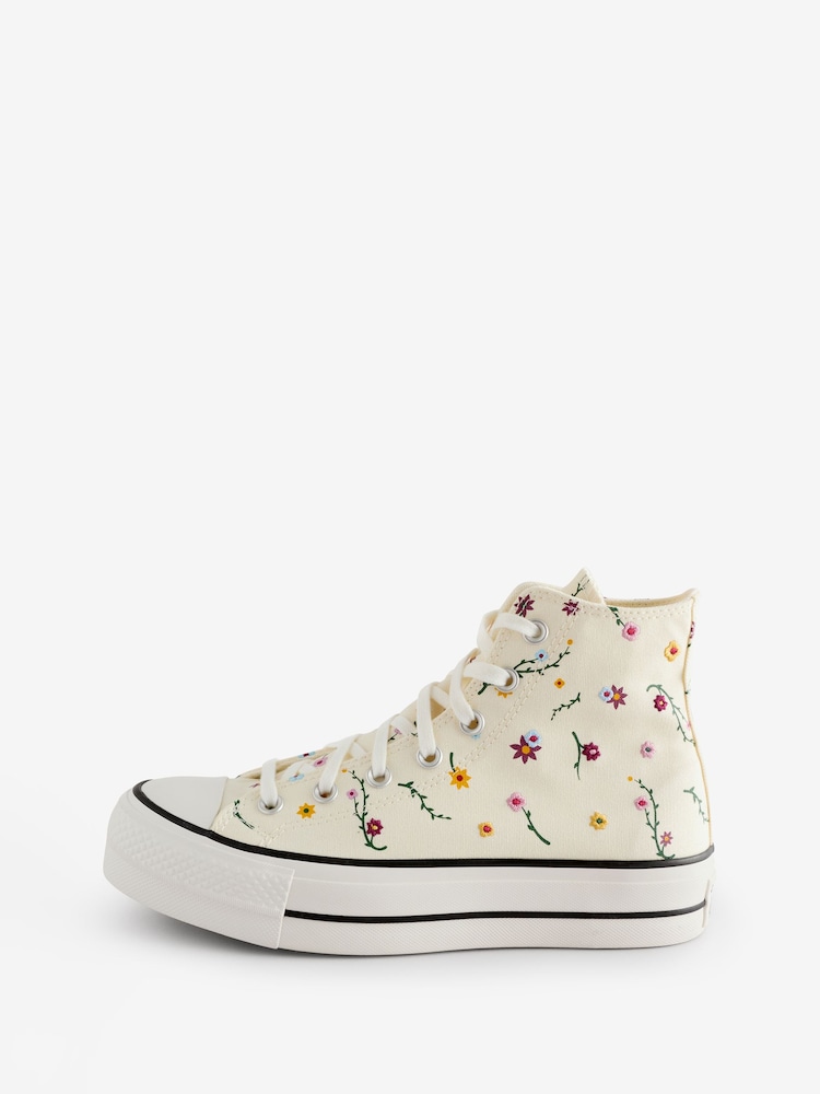Converse Natural Pale Platform Lift High Top Trainers - Image 2 of 9 Converse Natural Pale Platform Lift High Top Trainers - Image 2 of 9