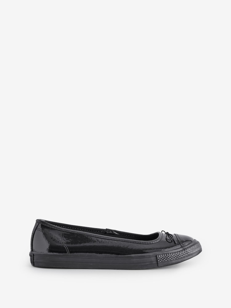 Converse Black Chuck Taylor All Star Dainty Ballerina Patent Leather Trainers - Image 1 of 9