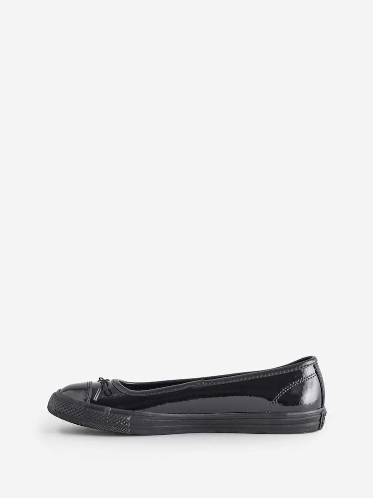 Converse Black Chuck Taylor All Star Dainty Ballerina Patent Leather Trainers - Image 2 of 9