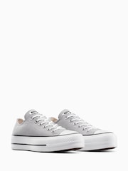 Converse Grey Chuck Taylor All Star Lift Platform Trainers - Image 16 of 18