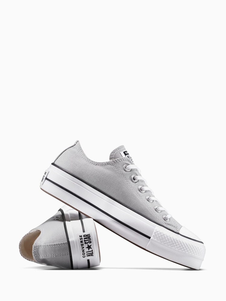 Converse Grey Chuck Taylor All Star Lift Platform Trainers - Image 18 of 18