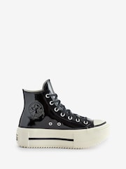 Converse Black Chuck Taylor All Star Lift Double Stack Platform Patent Leather Trainers - Image 1 of 9