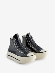 Converse Black Chuck Taylor All Star Lift Double Stack Platform Patent Leather Trainers - Image 3 of 9