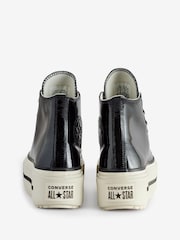 Converse Black Chuck Taylor All Star Lift Double Stack Platform Patent Leather Trainers - Image 4 of 9