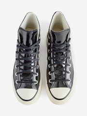 Converse Black Chuck Taylor All Star Lift Double Stack Platform Patent Leather Trainers - Image 5 of 9