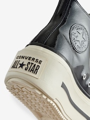 Converse Black Chuck Taylor All Star Lift Double Stack Platform Patent Leather Trainers - Image 8 of 9