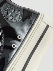 Converse Black Chuck Taylor All Star Lift Double Stack Platform Patent Leather Trainers - Image 9 of 9