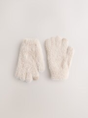 Cream Fluffy Gloves (3-16yrs) - Image 1 of 3