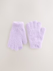 Lilac Purple Fluffy Gloves (3-16yrs) - Image 1 of 3