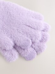 Lilac Purple Fluffy Gloves (3-16yrs) - Image 2 of 3