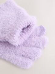 Lilac Purple Fluffy Gloves (3-16yrs) - Image 3 of 3