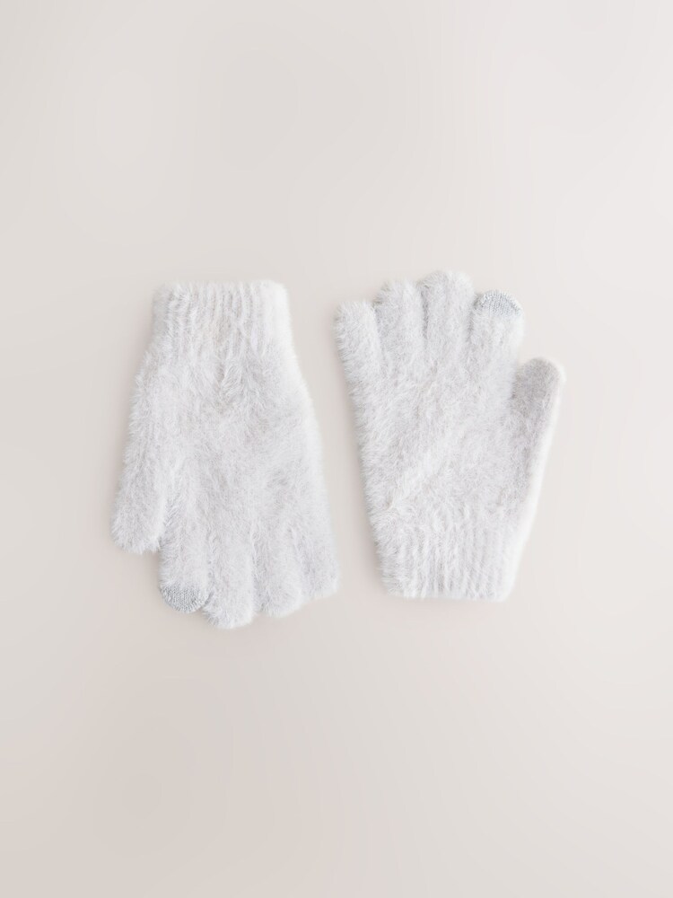 Grey Fluffy Gloves (3-16yrs) - Image 1 of 3