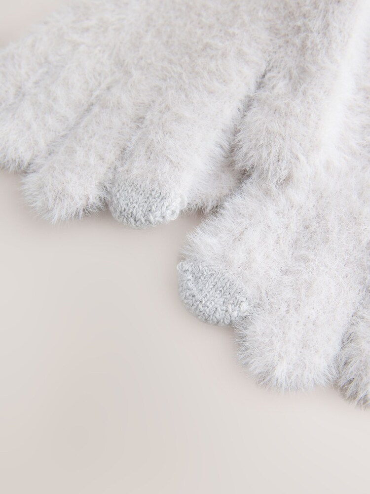 Grey Fluffy Gloves (3-16yrs) - Image 2 of 3