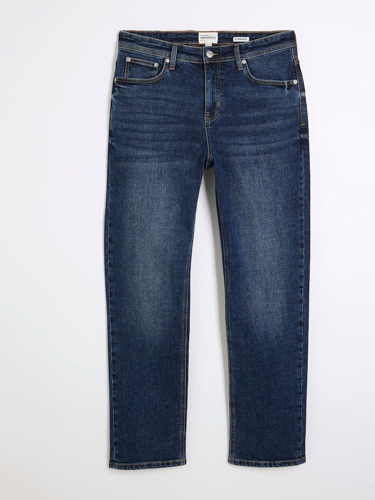 River Island Blue Straight Fit Jeans - Image 2 of 3 River Island Blue Straight Fit Jeans - Image 2 of 3