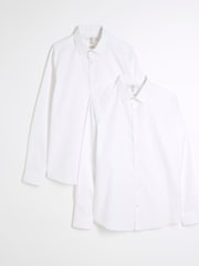 River Island White Slim Fit Shirts 2 Pack - Image 1 of 6
