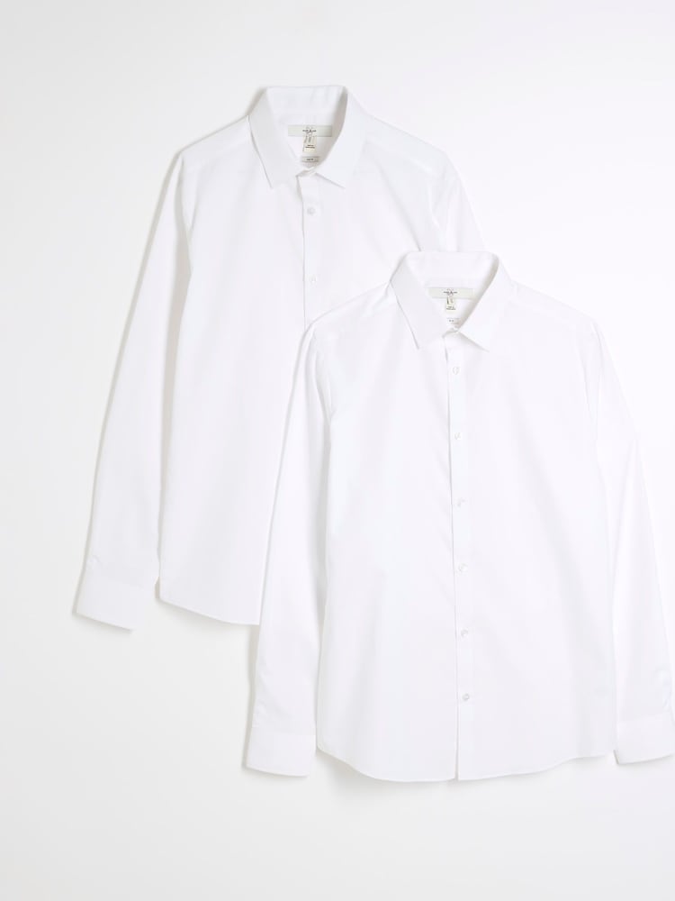 River Island White Slim Fit Shirts 2 Pack - Image 1 of 6