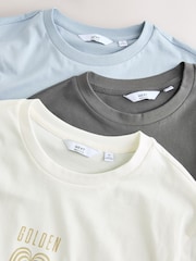 White/Blue/Grey Graphic Print T-Shirts 3 Pack - Image 8 of 9