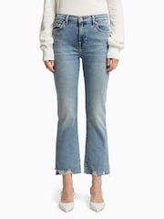 7 For All Mankind Blue Daisy Ankle Boot Walk Jeans With Worn Out Hem - Image 1 of 5