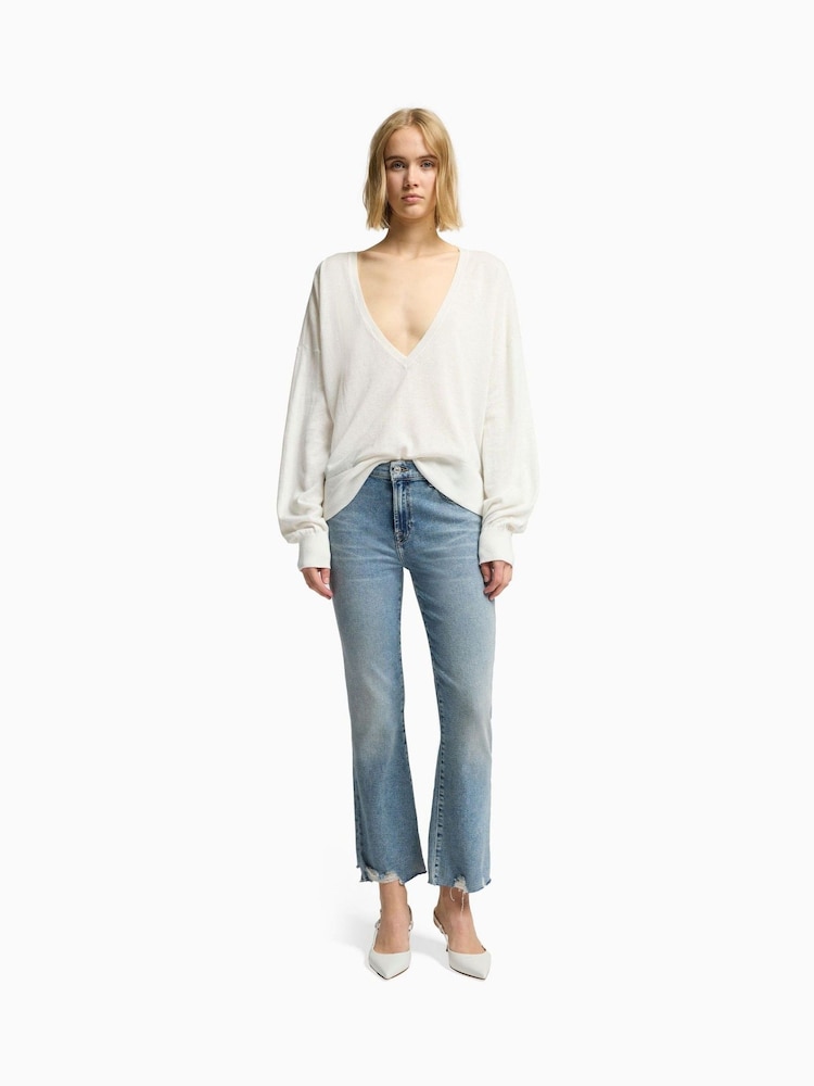 7 For All Mankind Blue Daisy Ankle Boot Walk Jeans With Worn Out Hem - Image 2 of 5