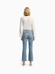 7 For All Mankind Blue Daisy Ankle Boot Walk Jeans With Worn Out Hem - Image 3 of 5