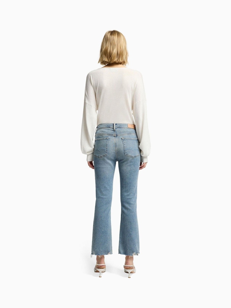 7 For All Mankind Blue Daisy Ankle Boot Walk Jeans With Worn Out Hem - Image 3 of 5