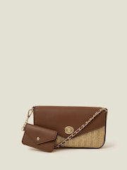 Accessorize Gold Metallic Raffia Cross-Body Bag - Image 1 of 2