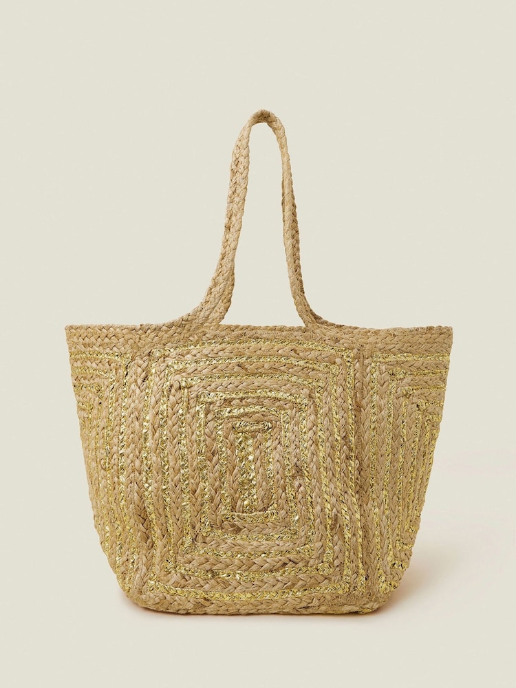 Accessorize Gold Jute Beach Bag - Image 1 of 2