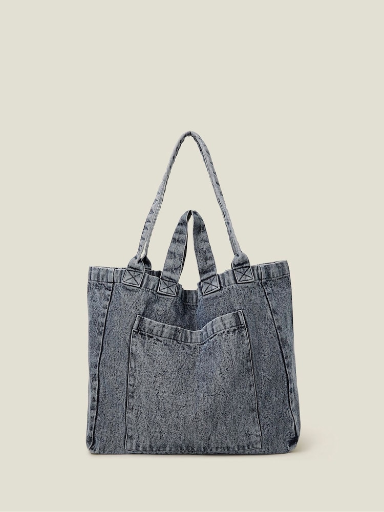 Accessorize Blue Washed Denim Tote Bag - Image 1 of 2 Accessorize Blue Washed Denim Tote Bag - Image 1 of 2