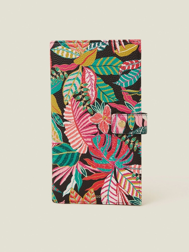 Accessorize Black Tropical Print Travel Wallet - Image 1 of 2