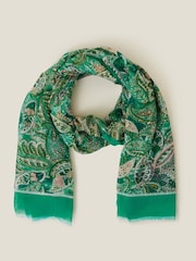 Accessorize Green Lightweight Paisley Scarf - Image 1 of 1