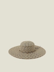 Accessorize Black Two Tone Floppy Straw Hat - Image 1 of 2