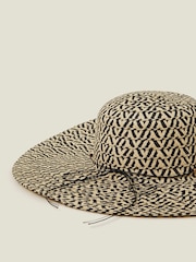 Accessorize Black Two Tone Floppy Straw Hat - Image 2 of 2