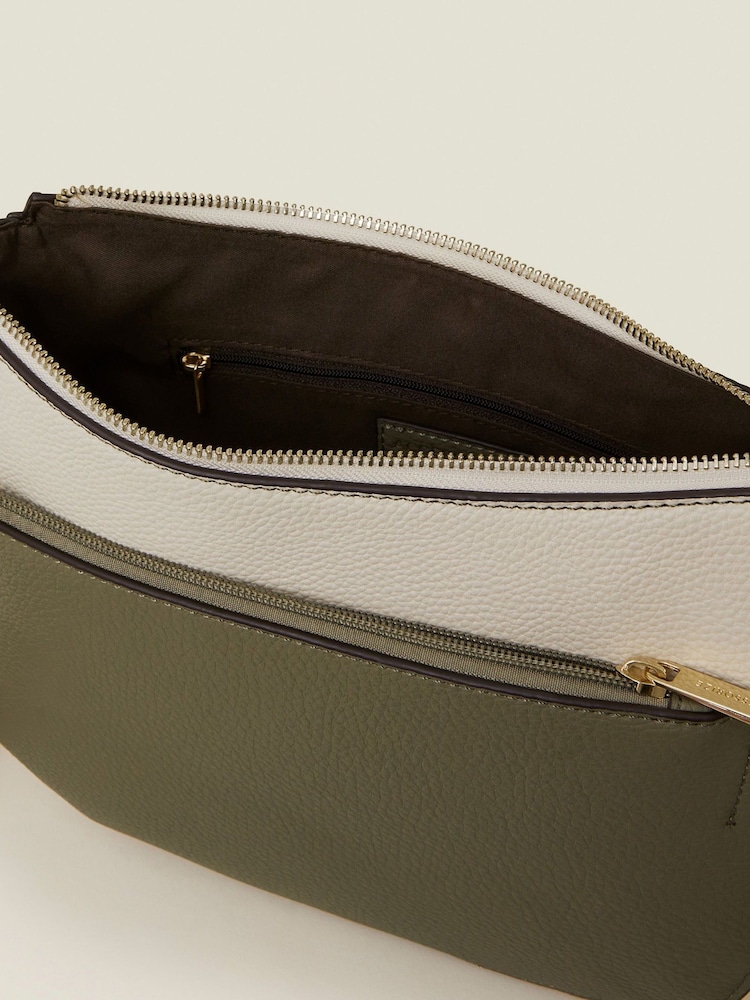 Accessorize Green Two Tone Faux Leather Cross-Body Bag - Image 2 of 2