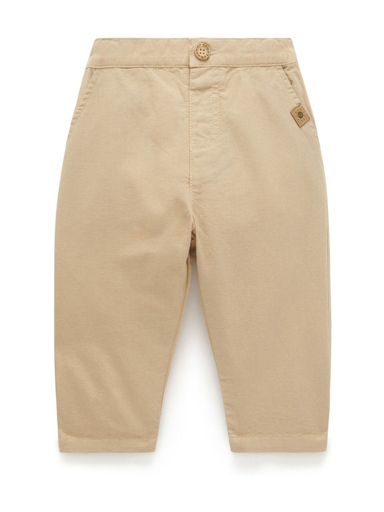 Purebaby Brown Linen Blend Trousers - Image 2 of 4