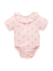 Purebaby Pink Floral Pointelle 100% Cotton Bodysuit - Image 1 of 4