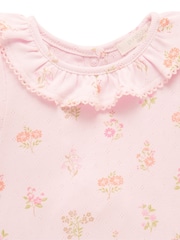Purebaby Pink Floral Pointelle 100% Cotton Bodysuit - Image 2 of 4