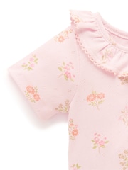 Purebaby Pink Floral Pointelle 100% Cotton Bodysuit - Image 3 of 4
