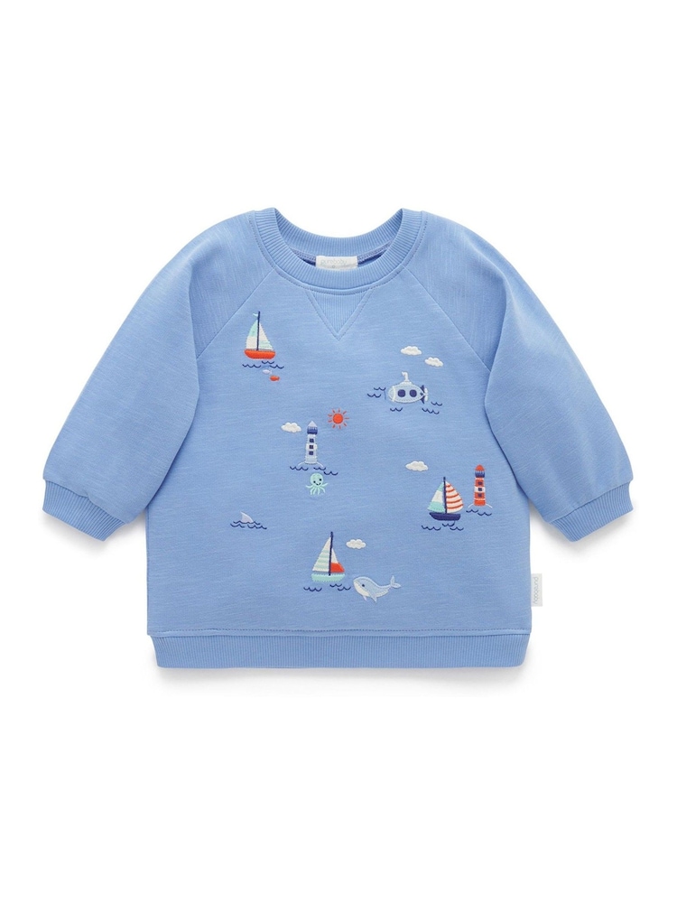 Purebaby Harbour Print 100% Cotton Sweatshirt - Imagen 1 de 4