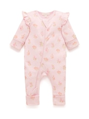 Purebaby Pink Printed 100% Cotton Zip Sleepsuit - Image 2 of 5