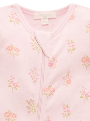 Purebaby Pink Printed 100% Cotton Zip Sleepsuit - Image 3 of 5