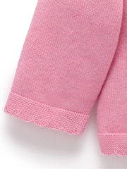 Purebaby Pink Floral Embroidered 100% Cotton Cardigan - Image 3 of 4