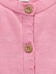 Purebaby Pink Floral Embroidered 100% Cotton Cardigan - Image 4 of 4