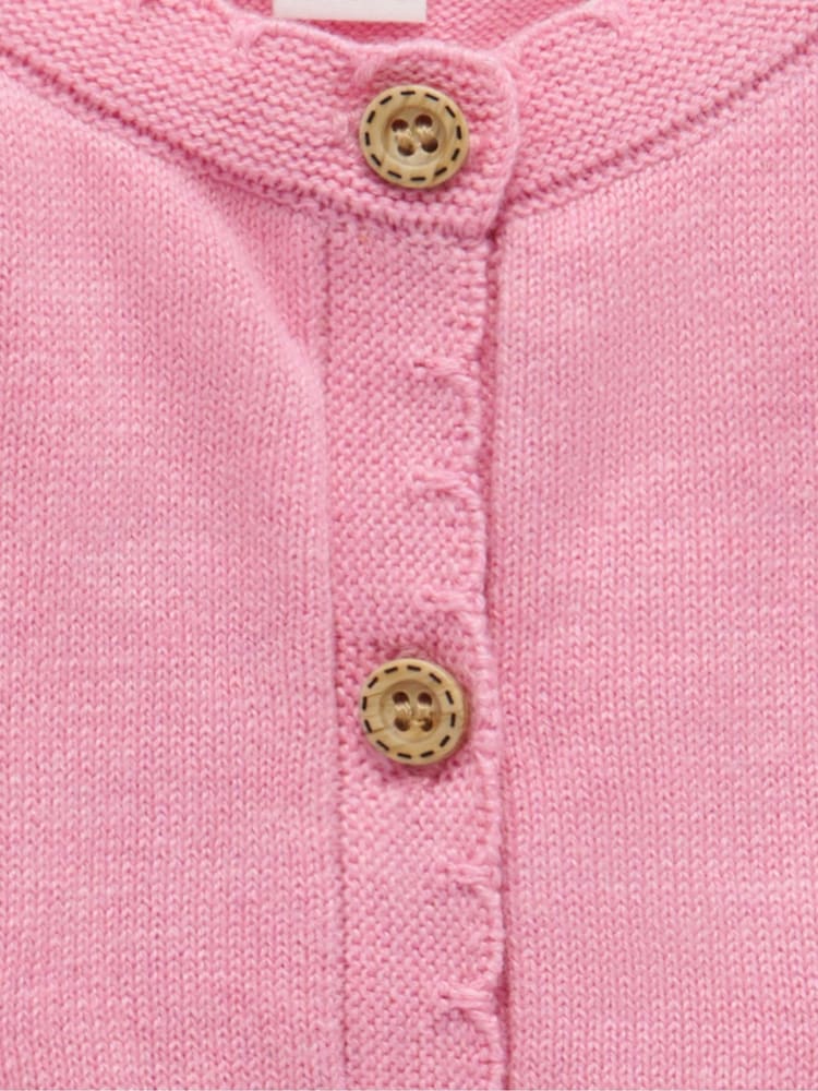 Purebaby Pink Floral Embroidered 100% Cotton Cardigan - Image 4 of 4