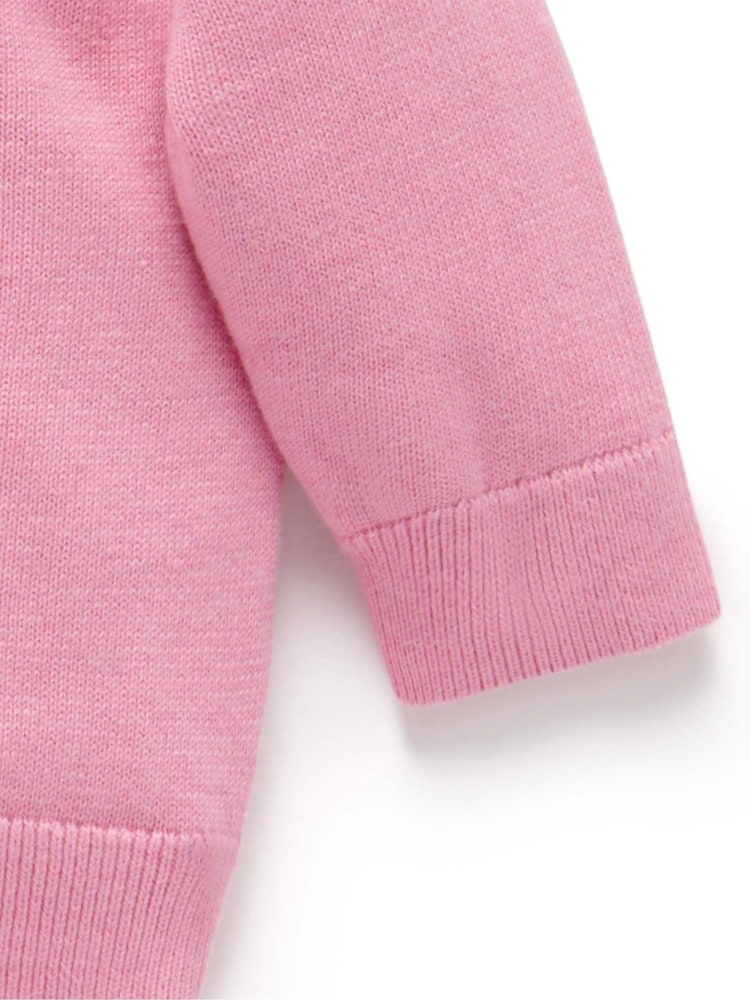 Purebaby Pink Animal Print Embroided 100% Cotton Jumper - Image 4 of 4